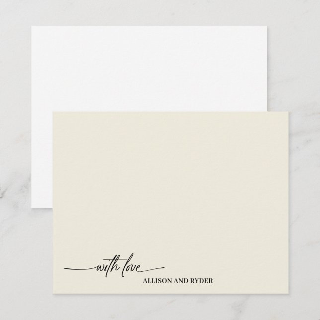 Elegant Script Vanilla With Love Thank You Card (Front/Back)
