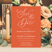 Elegant Script Verona Sunset Orange Save The Date