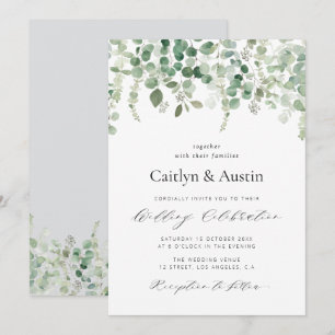 élégant script vert faire-part de mariage floral