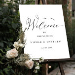 Elegant Script Vertical Wedding Welcome Sign<br><div class="desc">Elegant welcome wedding sign with beautiful modern hand written calligraphy details. 8" x10" is simply our default size, sign available in a variety of sizes. Ability to change text fields to fit any other event. Ability to change white "background colour" to other colour by selecting "customize further". "IMPORTANT NOTE: This...</div>