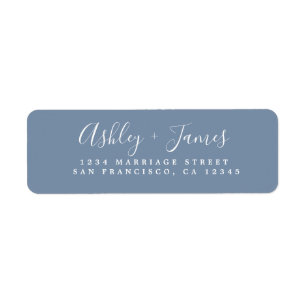 Élégant Script Vintage Blue Mariage Adresse de ret