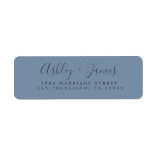 Élégant Script Vintage Blue Mariage Adresse de ret