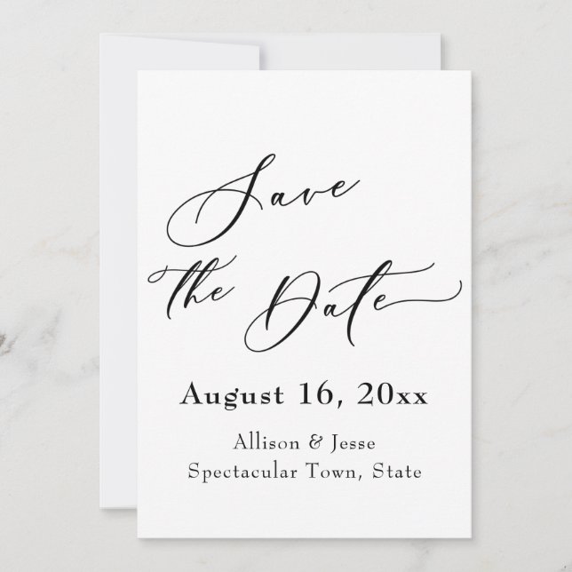 Elegant Script w/ Red Poppies Save the Date Card (Front)