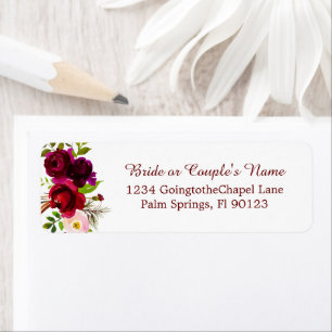 Elegant Script Watercolor Burgundy Floral