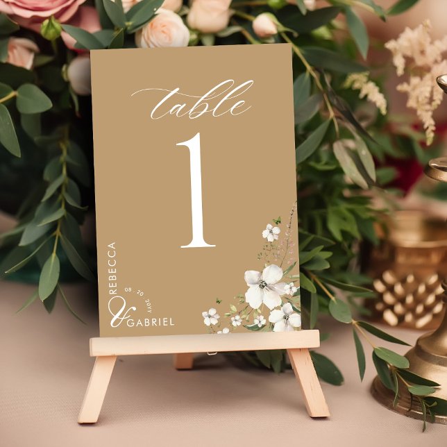 Elegant Script Watercolor Floral Wedding Table Number (Creator Uploaded)