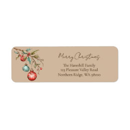 Elegant Script Watercolor Ornaments Christmas