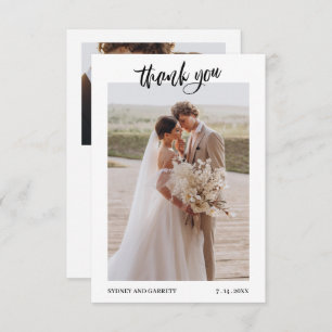 Elegant Script Wedding 2-Photo Thank You Card