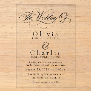 Elegant Script Wedding Acrylic Invitation