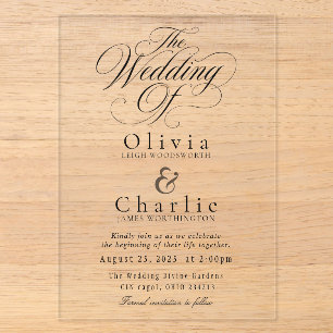 Elegant Script Wedding Acrylic Invitation