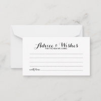 Elegant Script Wedding Advice and Wishes Card