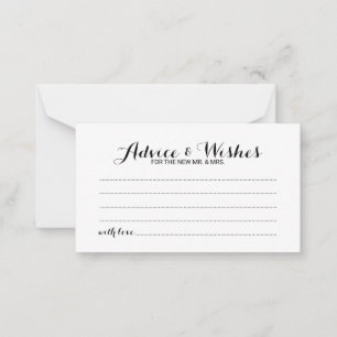 Elegant Script Wedding Advice and Wishes Card