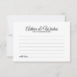 Elegant Script Wedding Advice and Wishes Card<br><div class="desc">Add a personal touch to your wedding with an elegant wedding advice and wishes card. This advice card features title in black modern elegant calligraphy font style and details in black sans serif font style on white background. Perfect for wedding, baby shower, birthday party, bridal shower, bachelorette party and any...</div>