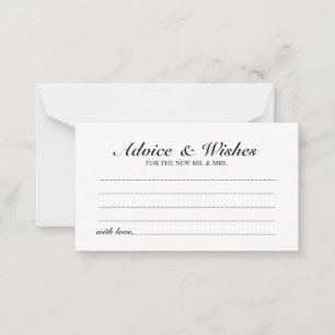 Elegant Script Wedding Advice and Wishes Card