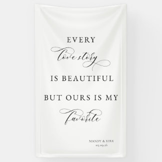 Elegant Script Wedding Backdrop Banner – love