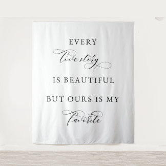 Elegant Script Wedding Backdrop Banner – love Tapestry