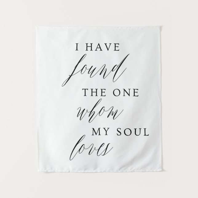 Elegant Script Wedding Backdrop Tapestry (Front)