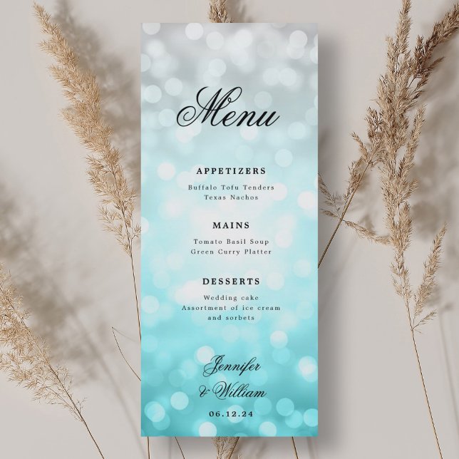 Elegant Script Wedding Beach Bokeh Lights Menu (Elegant Script Wedding Beach Bokeh Lights Menu)