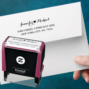 Elegant Script Wedding Bride Groom Return Address Self-inking Stamp