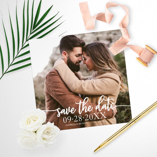 Elegant Script Wedding Budget Save The Date Photo Print (Creator Uploaded)