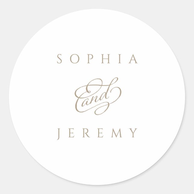 Elegant Script Wedding Classic Round Sticker (Front)