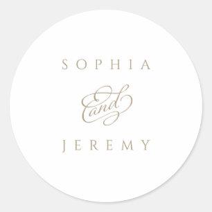 Elegant Script Wedding Classic Round Sticker