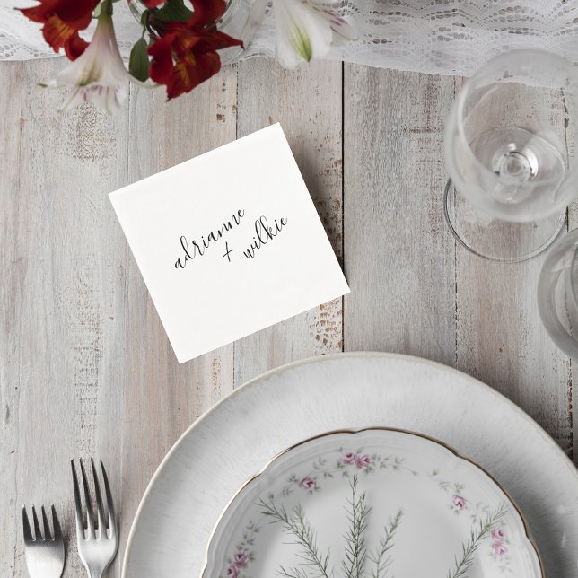Elegant Script Wedding Cocktail Napkins (Creator Uploaded)