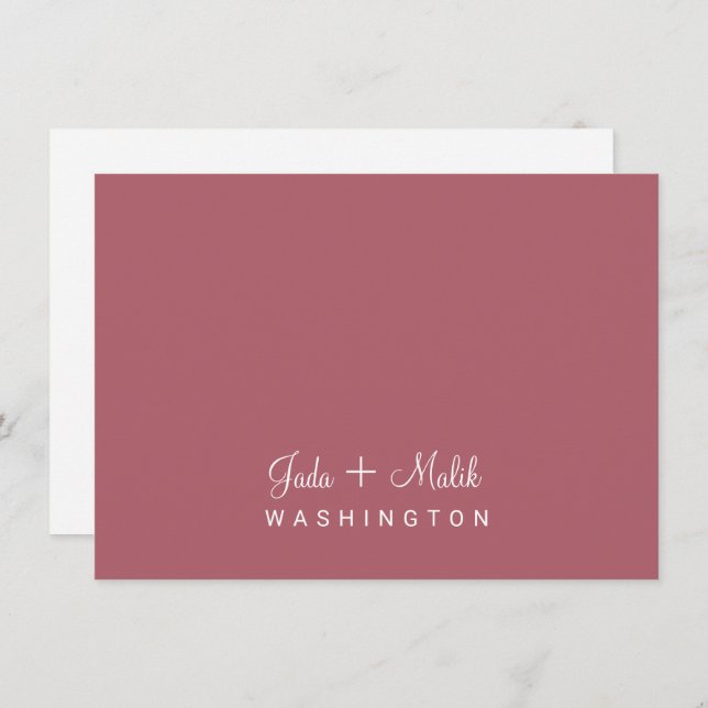 Elegant Script Wedding Couple Monogram Terracotta Card (Front/Back)