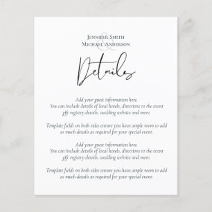 Elegant Script Wedding Details Template Enclosure