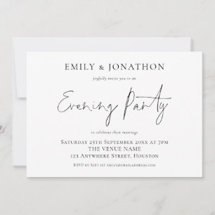 Elegant Script Wedding Evening Party Reception Invitation