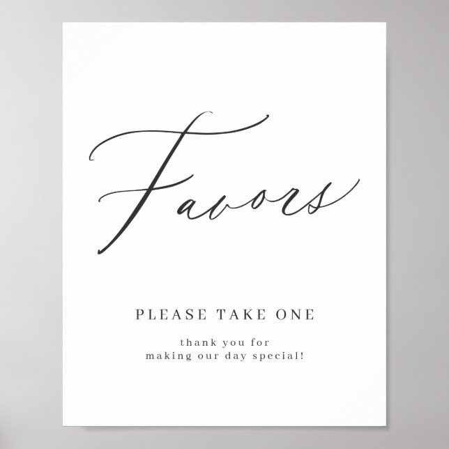 Elegant script wedding favours please take one sig poster (Front)