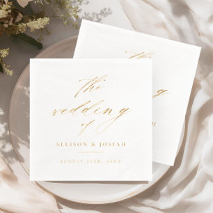 Elegant Script Wedding Foil Napkins