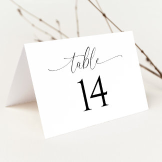 Elegant Script Wedding Folded Table Number Card