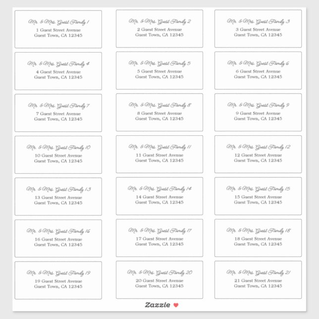 Elegant Script Wedding Guest Address Labels (Sheet)
