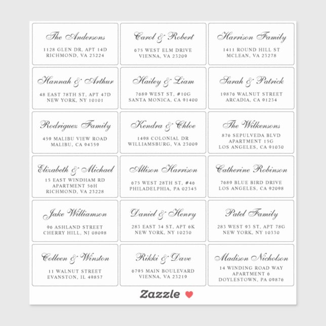 Elegant Script Wedding Guest Address Labels (Sheet)