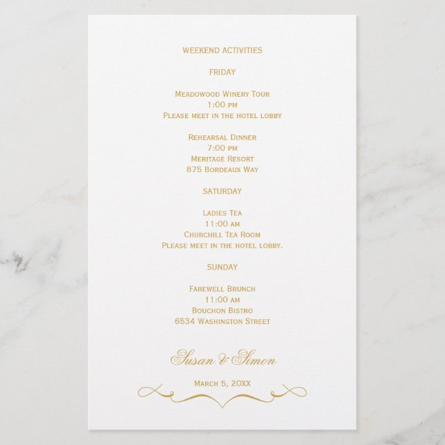 Elegant Script  Wedding Information Card - Gold (Front)