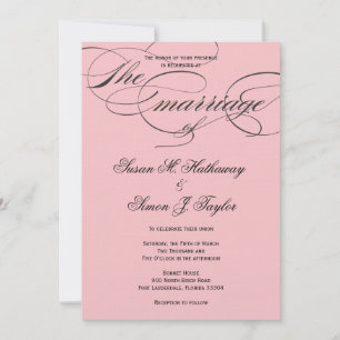 Elegant Script  Wedding Invitation - Black & Blush