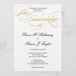 Elegant Script  Wedding Invitation - Gold