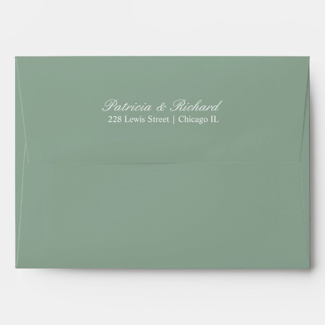 Elegant Script Wedding Invitation Green Sage Envelope (Back (Top Flap))