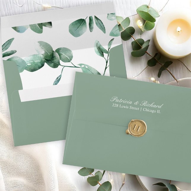 Elegant Script Wedding Invitation Greenery Envelope (Creator Uploaded)