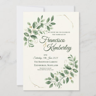Elegant Script Wedding Invitation   Ivory Gold   R