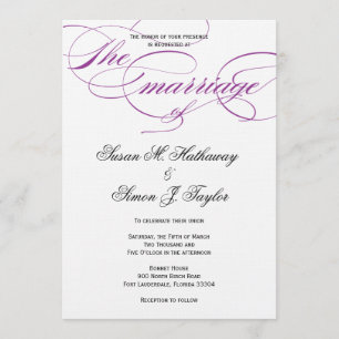 Elegant Script  Wedding Invitation - Purple