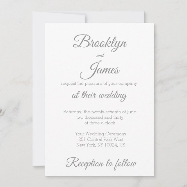 Elegant Script Wedding Invitations Bride And Groom (Front)