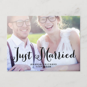 ELEGANT SCRIPT WEDDING JUST MARRIED POSTCARD