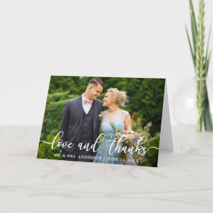 Elegant Script Wedding Love and Thanks Folded Thank You Card