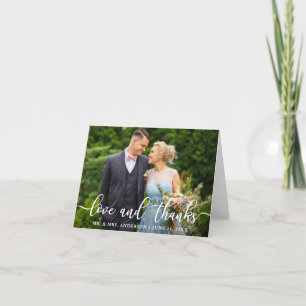 Elegant Script Wedding Love and Thanks Note Thank You Card