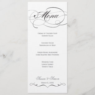 Elegant Script Wedding Menu - Black
