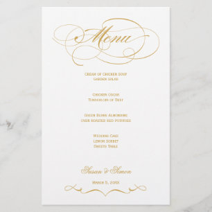 Elegant Script  Wedding Menu - Gold