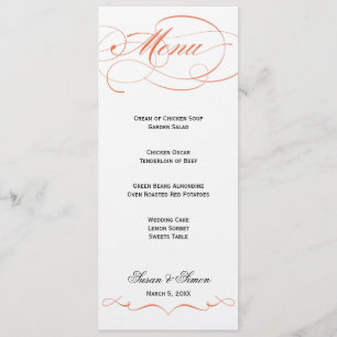 Elegant Script  Wedding Menu - Orange