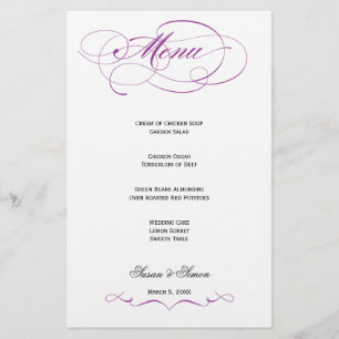Elegant Script Wedding Menu - Purple