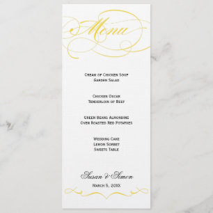 Elegant Script  Wedding Menu - Yellow